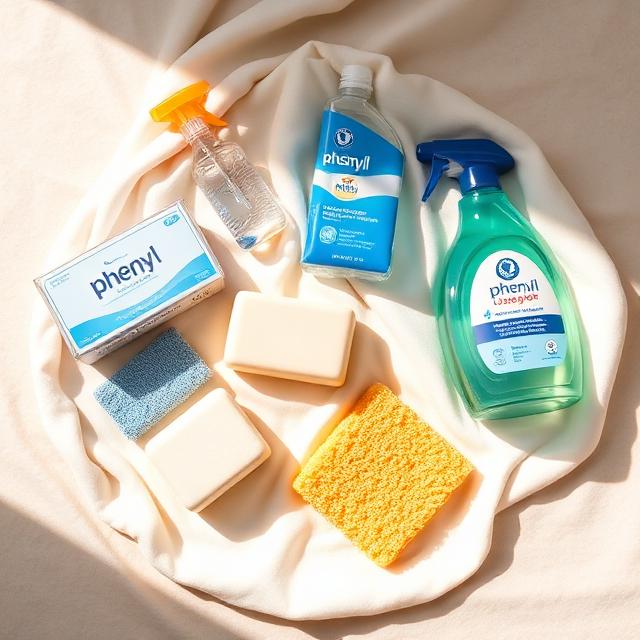 Everyday home cleaning supplies including detergent, floor cleaner and soap